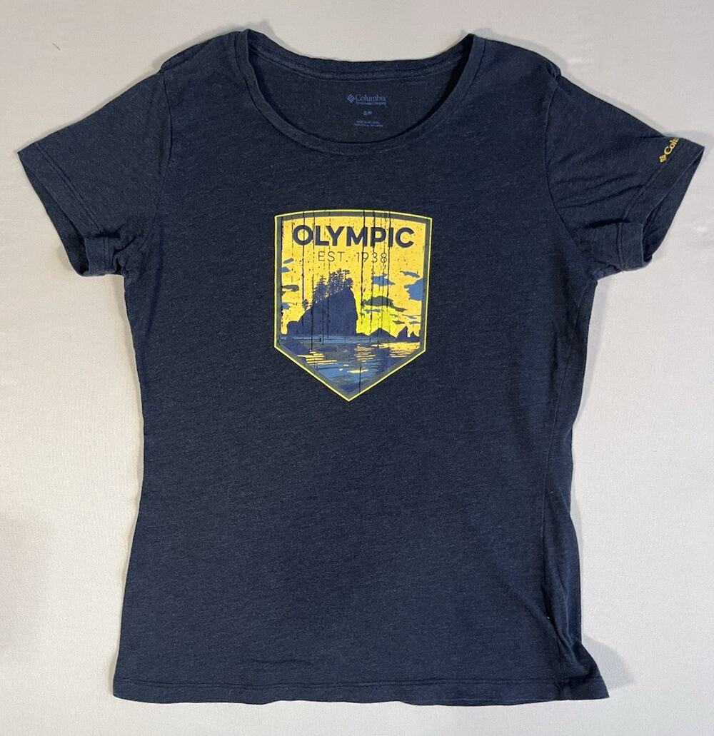 Columbia Women’s Navy Olympic Graphic Logo Crew Neck Short Sleeve Tee S/P